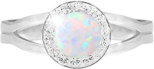 JSB Bijoux Opal with Swarovski White crystal stones 92700040wh (Ag925/1000, 2,08 g) - Ring - Main image