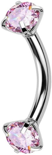 PININ Kroužek do obočí s vnitřním závitem, leštěný – růžový kamínek - Piercing - Main image