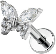 PININ Labreta s vnitřním závitem, leštěná – motýlek - Piercing