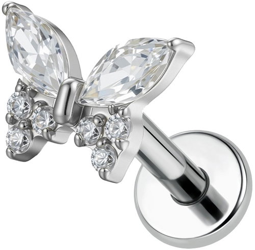 PININ Labreta s vnitřním závitem, leštěná – motýlek - Piercing - Main image