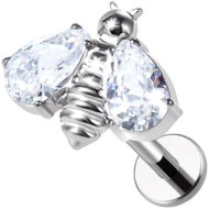 PININ Labreta s vnitřním závitem, leštěná – včela - Piercing