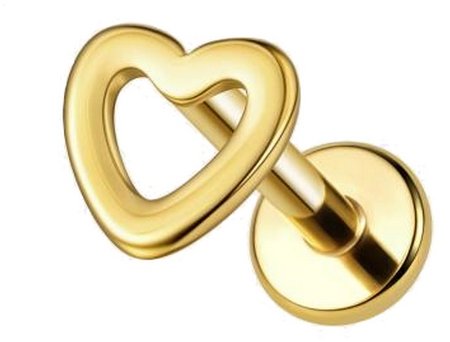 PININ Labreta s plochou zadní částí, vnitřní závit, zlatá (vršek 5 mm) – titan zlaté srdce - Piercing - Fő fotó