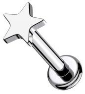PININ Labreta s vnitřním závitem, leštěná, hvězda - Piercing