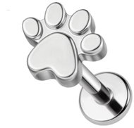 PININ Labreta s vnitřním závitem, leštěná – tlapka - Piercing