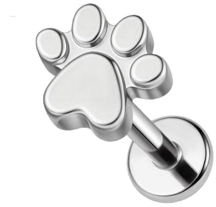 PININ Labreta s vnitřním závitem, leštěná – tlapka - Piercing - Main image