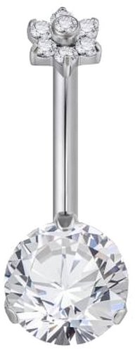 PININ Piercing do pupíku s vnitřním závitem, leštěný – titan kytička - Piercing - Main image