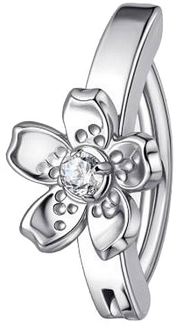 PININ Piercing do pupíku, leštěný – titan stříbrná kytička s kamínkem - Piercing - Main image
