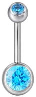 PININ Piercing do pupíku s vnějším závitem, leštěný – titan stříbrná s modrým kamenem - Piercing