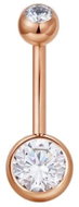 PININ Piercing do pupíku s vnitřním závitem, růžově zlatý – titan s kamínky - Piercing