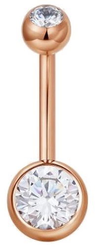 PININ Piercing do pupíku s vnitřním závitem, růžově zlatý – titan s kamínky - Piercing - Fő fotó