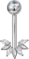 PININ Piercing do pupíku s vnitřním závitem, leštěný – titan, květina stříbrný - Piercing