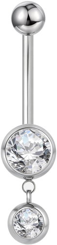 PININ Piercing do pupíku s vnějším závitem, leštěný – titan, 2 kamínky - Piercing - Main image