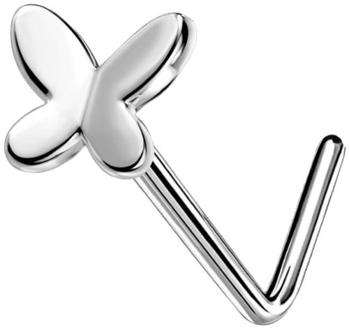 PININ Nosní kroužek ve tvaru L, leštěný – motýl - Piercing - Main image
