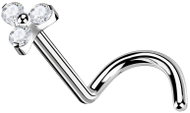 PININ Nosní kroužek se šroubkem, leštěný – titan tři čiré kamínky - Piercing