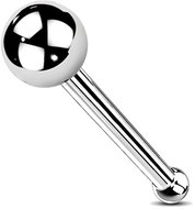 PININ Nosní piercing rovná tyčinka, leštěný – titan stříbrný s kuličkou - Piercing