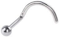 PININ Nosní piercing ve tvaru S, leštěný – titan stříbrný s kuličkou - Piercing