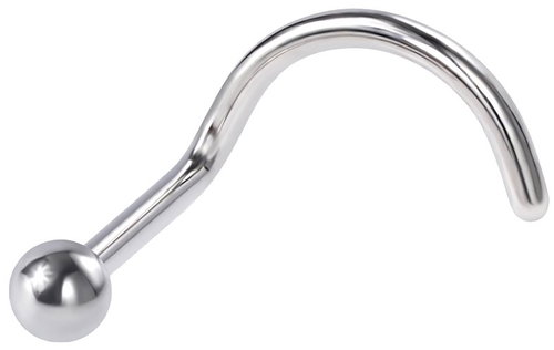 PININ Nosní piercing ve tvaru S, leštěný – titan stříbrný s kuličkou - Piercing - Main image