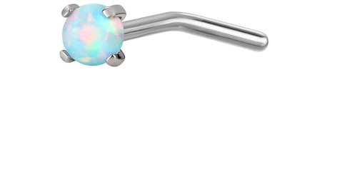 PININ Nosní kroužek ve tvaru L, leštěný – titan stříbrný s modrým kamínkem - Piercing - Main image