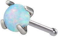 PININ Nosní piercing rovná tyčinka, leštěný – titan stříbrný s modrým kamínkem - Piercing