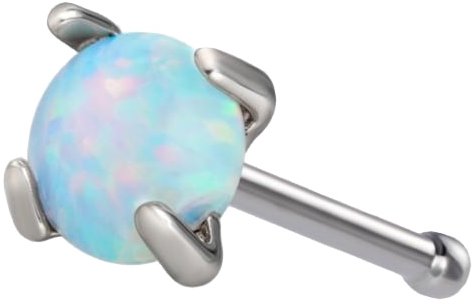 PININ Nosní piercing rovná tyčinka, leštěný – titan stříbrný s modrým kamínkem - Piercing - Main image