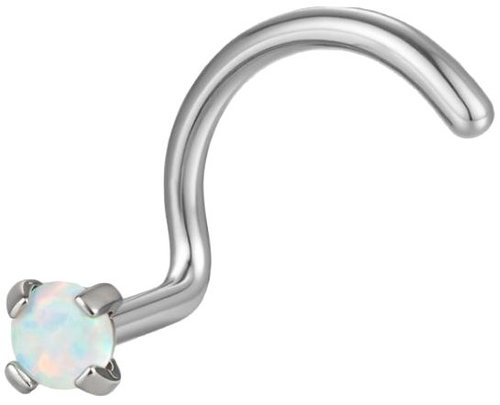 PININ Nosní piercing ve tvaru S, leštěný – titan stříbrný s modrým kamínkem - Piercing - Main image