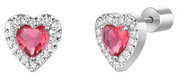 LUCA BARRA Hearts With Red And White Zircons - Earrings - Main image