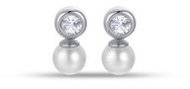 LUCA BARRA Synthetic Pearls With White Crystals - Earrings