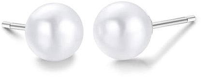 LUCA BARRA Steel Pearl Earrings 6 mm - Earrings - Main image