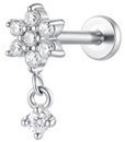 LUCA BARRA Ear Piercing In Steel Flower Shape With White Zircon Petals And Chrys - Piercing - Fő fotó