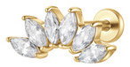 LUCA BARRA Ear Piercing In Gold Color Steel Fan With White Zircons - Piercing