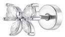 LUCA BARRA Ear Piercing In Steel Bow Shape With White Zircons - Piercing - Main image