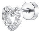 LUCA BARRA Ear Piercing In Steel Heart Shape With White Zircons - Piercing