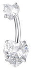 LUCA BARRA Steel Navel Piercing With Heart-Cut White Zircons - Piercing - Main image