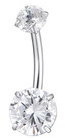 LUCA BARRA Steel Navel Piercing With White Zircons - Piercing - Main image