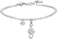 LUCA BARRA Steel Bracelet with a Musical Note and White Zircon - Bracelet