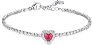 LUCA BARRA Steel Tennis Bracelet With Heart With Red And White Zircons - Bracelet