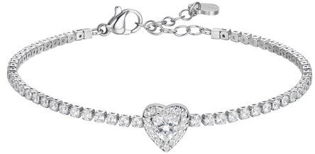 LUCA BARRA Tennis Bracelet In Steel With Heart With White Zircons - Karkötő - Fő fotó