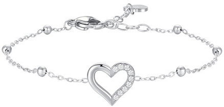 LUCA BARRA Steel Bracelet With White Zircon Heart And Light Points - Karkötő - Fő fotó