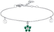 LUCA BARRA Steel Bracelet With Flower Pendant And Green Zircon Petals - Bracelet