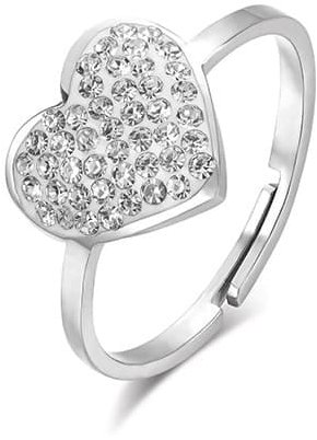 LUCA BARRA Ring With Heart And White Crystals Size: S - Ring - Main image