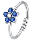 LUCA BARRA Ring With Flower And Blue Zircons - Ring