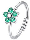 LUCA BARRA Ring With Flower And Green Zircons - Ring