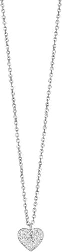 LUCA BARRA Steel Necklace With Heart And White Crystals - Necklace - Main image