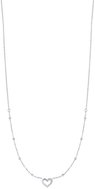 LUCA BARRA Steel Necklace With Heart And Points Of Light In White Zircon - Necklace