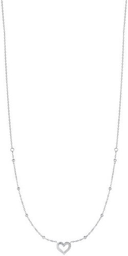 LUCA BARRA Steel Necklace With Heart And Points Of Light In White Zirconia - Necklace - Main image