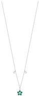LUCA BARRA Steel Necklace With Flower Pendant With Green Zircon Petals - Necklace