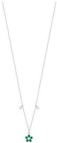 LUCA BARRA Steel Necklace with Flower Pendant with Green Zircon Petals - Necklace - Main image