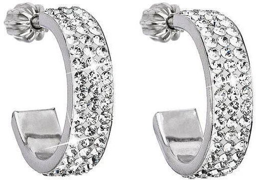EVOLUTION GROUP Stříbrné půlkruhy dekorované krystaly Swarovski® 31119.1 (Ag925/1000, 2 g, bílé) - Náušnice - Hlavní obrázek
