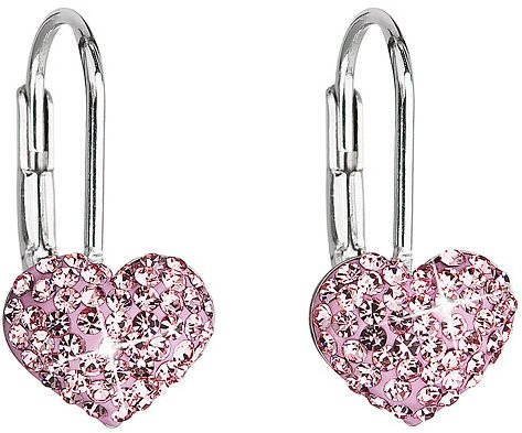 EVOLUTION GROUP Stříbrné visací srdce dekorované krystaly Swarovski® 31125.3 (Ag925/1000, 1 g, růžov - Náušnice - Hlavní obrázek