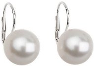 Biela náušnica perla dekorovaná krištáľmi Swarovski 31144.1 (925/1000, 4,3 g) - Náušnice